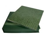 Encadernação em couro, álbum de fotos com caixa tipo book.